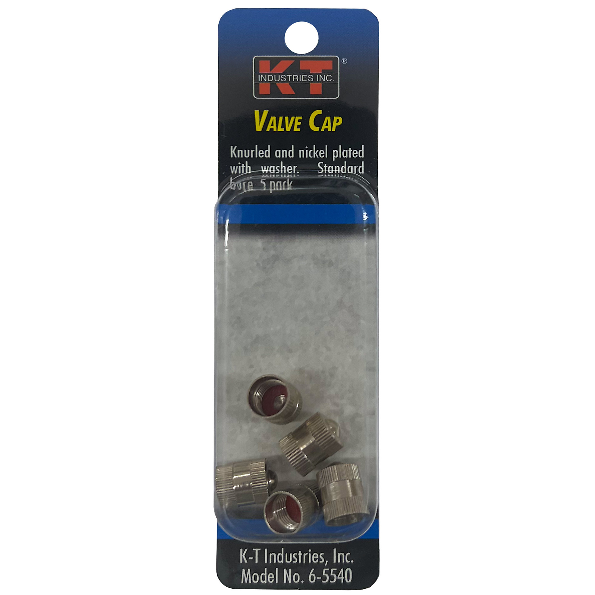 K-T Industries Valve Cap — High Dome, Nickel-Plated, 5 Pcs, Model# 6-5540